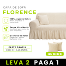 [LEVE 2 PAGUE 1] Capa de Sofá Florence em Algodão com Saias Laterais + 2 Almofadas Inclusas