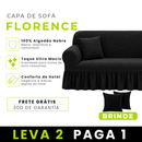 [LEVE 2 PAGUE 1] Capa de Sofá Florence em Algodão com Saias Laterais + 2 Almofadas Inclusas